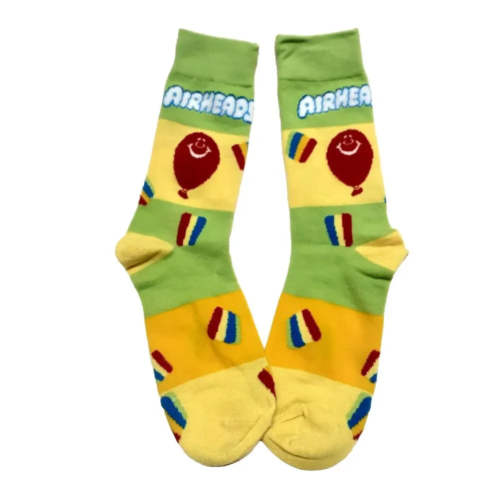 Airheads Candy Food Novelty Striped Mens 3-pair Adult Size 6-12 Crew Socks NWOT